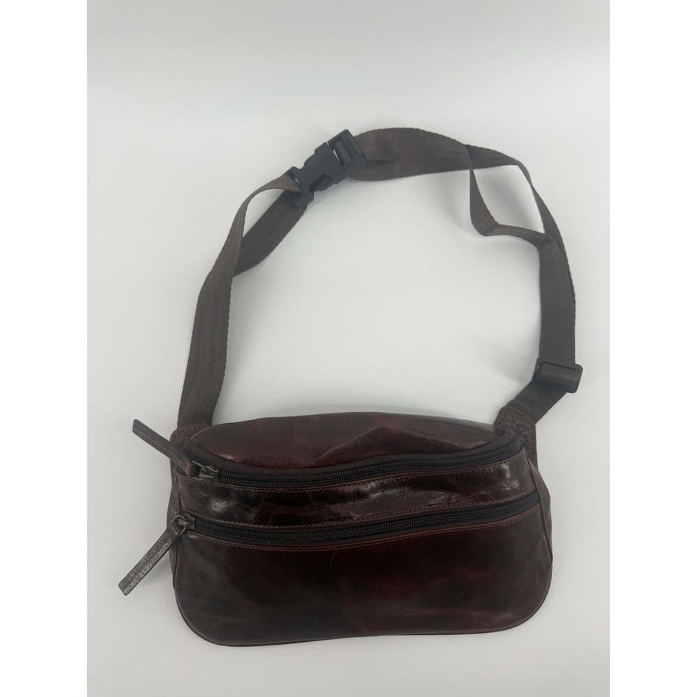 Franco Bonini Dark Brown Leather Waist Bag Fanny Pack Adjustable Strap Zippered